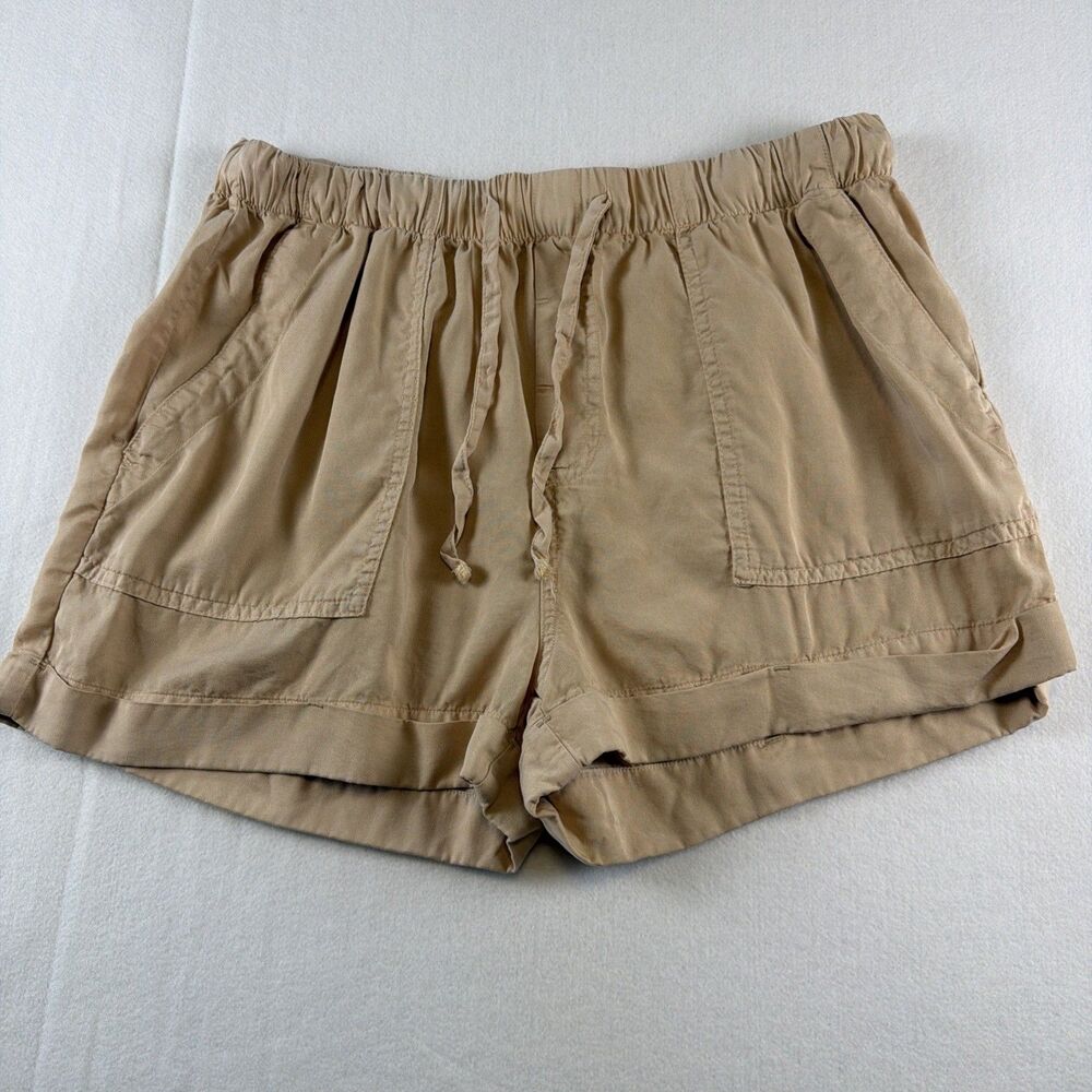 Love Tree Shorts Size L 100% Tencil beige Elastic Drawstring Waist Pockets